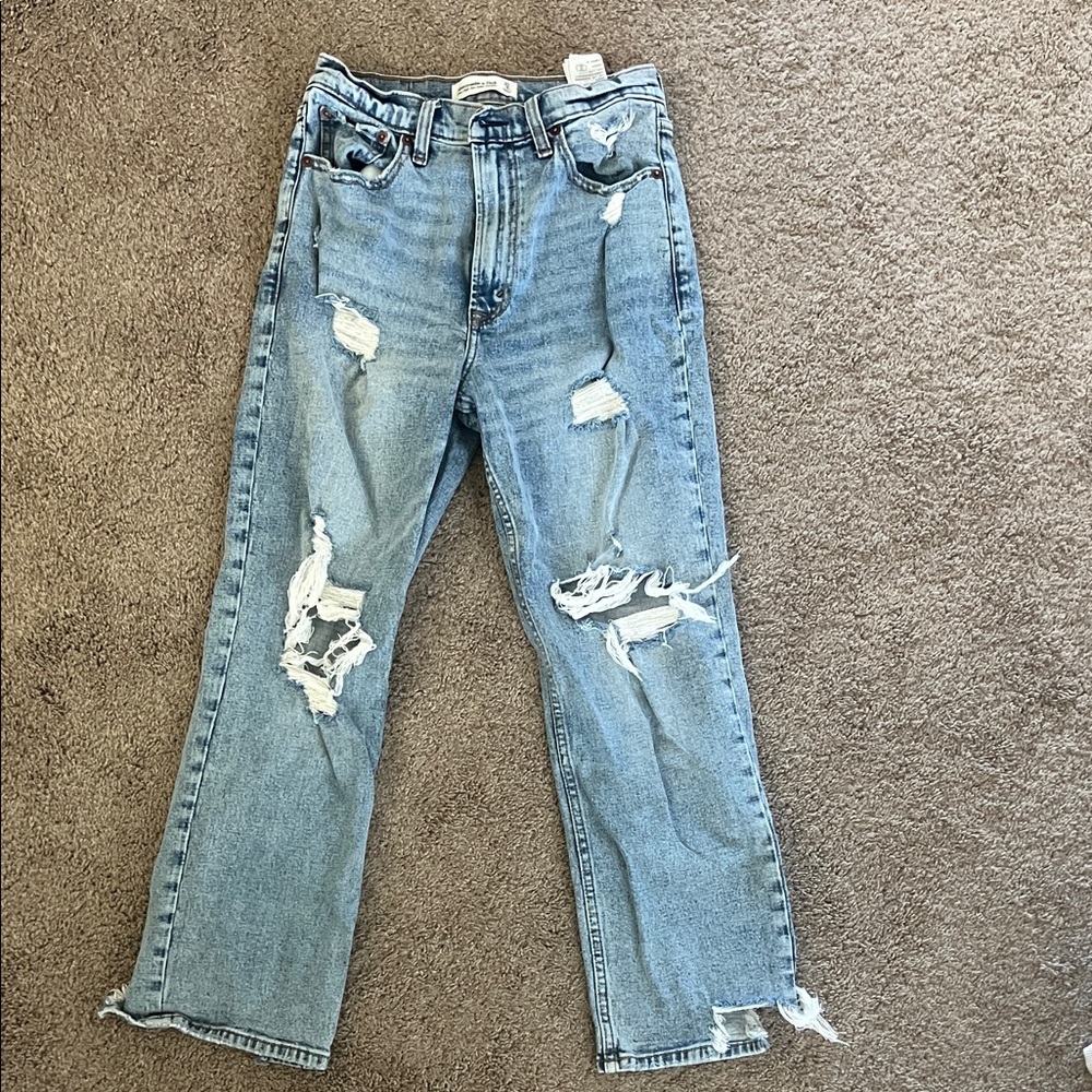 Abercrombie & Fitch Light Blue Distressed Boyfriend Jeans